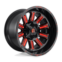 Fuel 1PC D621 Hardline - 18X9 -12mm - Gloss Black Red Tinted Clear off-road wheel with multi-spoke design and deep lip finish
