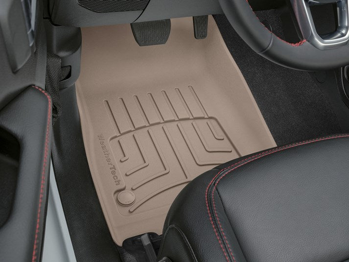 Weathertech Floorliner HP 1st Row (Driver & Passenger) Floor Mats for Jeep Wrangler 4xe & Gladiator 2020+ in tan TPE molded design