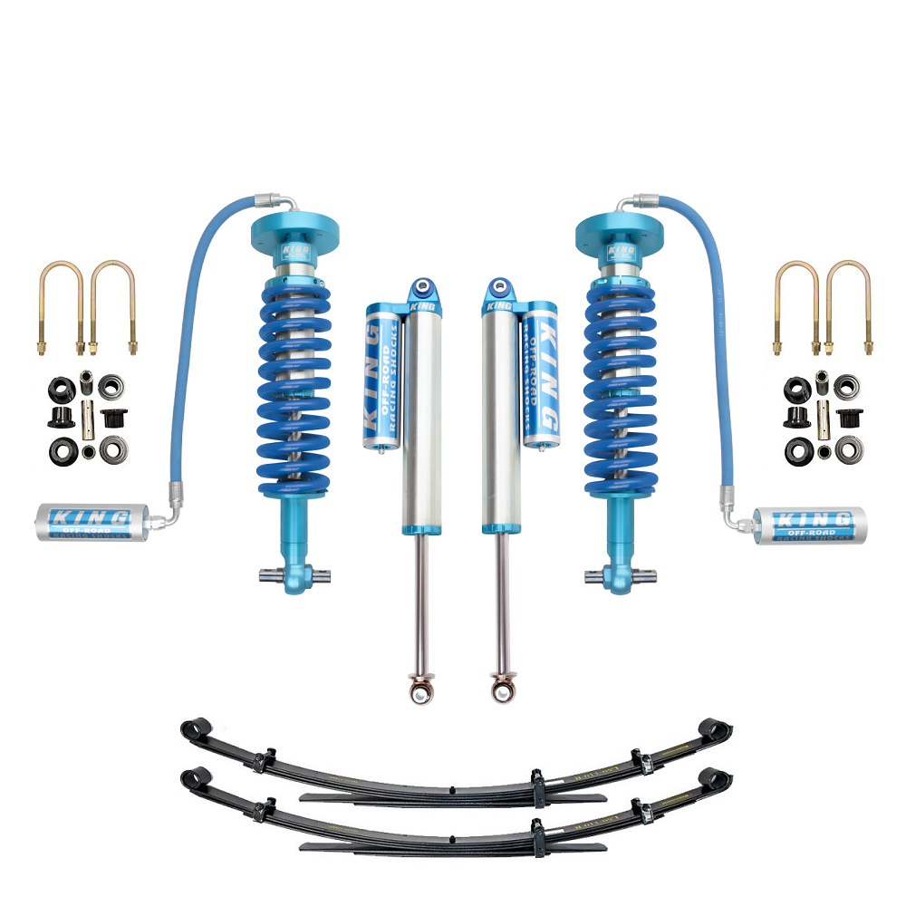 King Shocks KING 2-3 inch Lift Kit for F-150 (15-ON) with remote reservoir coilover shocks and leaf springs kit