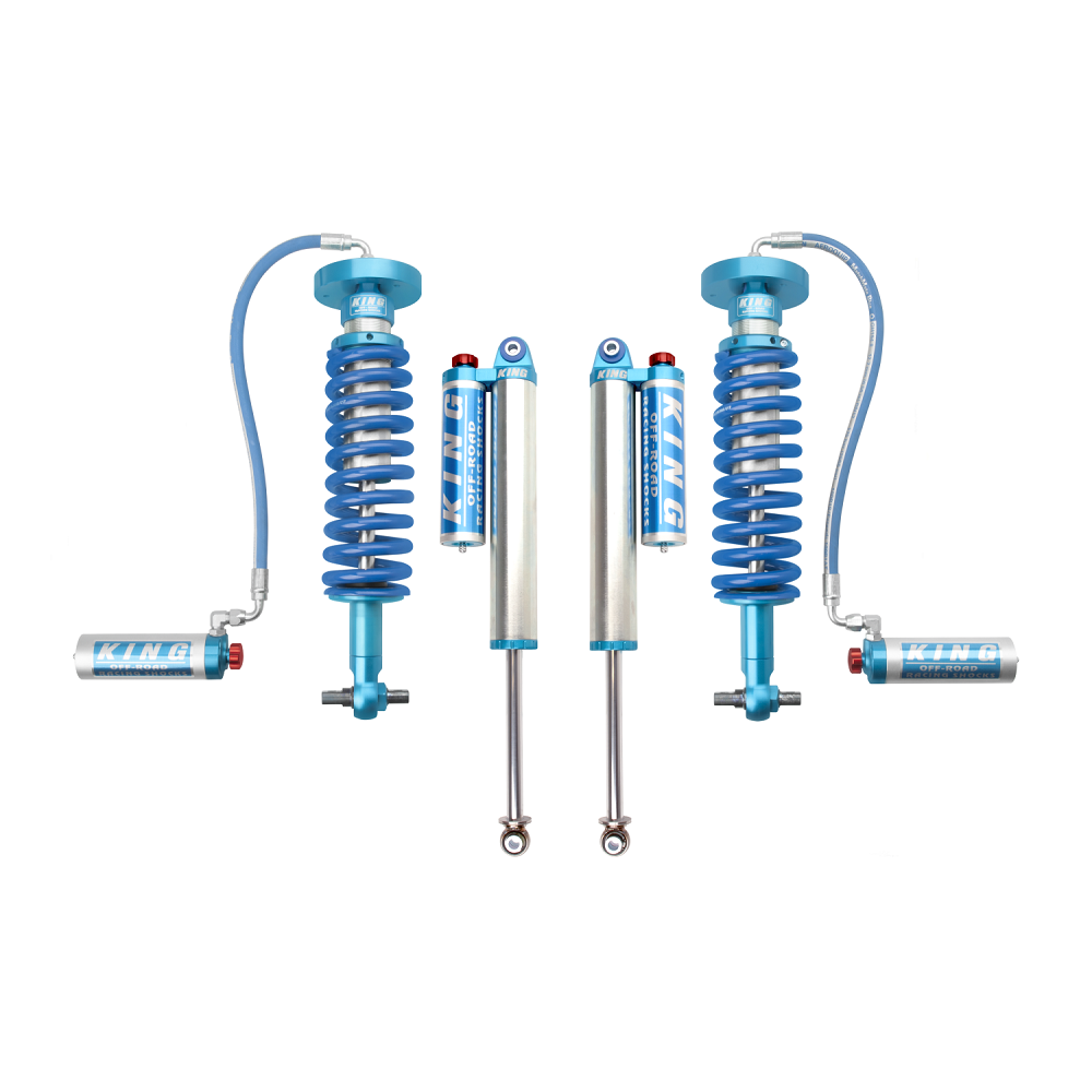 King Shocks KING 2-3 inch Lift Kit for F-150 (15-ON) with heavy-duty adjustable remote reservoir coilover shocks and dual shocks