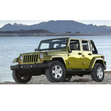 King Shocks KING 1.5 - 2 inch Leveling Kit for Wrangler JK (07-18) installed on green Jeep with rugged off-road suspension