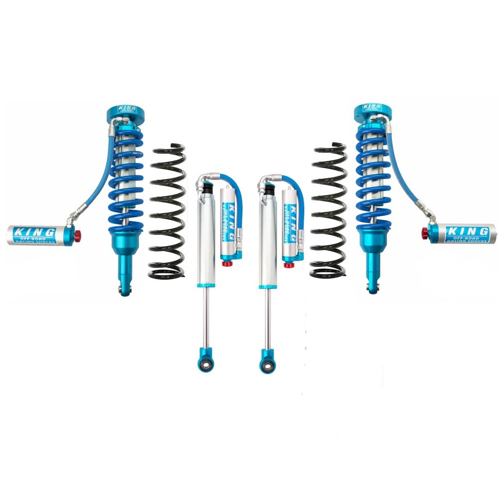 A King Shocks suspension set featuring the KING 1.5 - 2 inch Lift Kit for LandCruiser 200 Series (08-21) for enhanced off-road performance on a jeep.