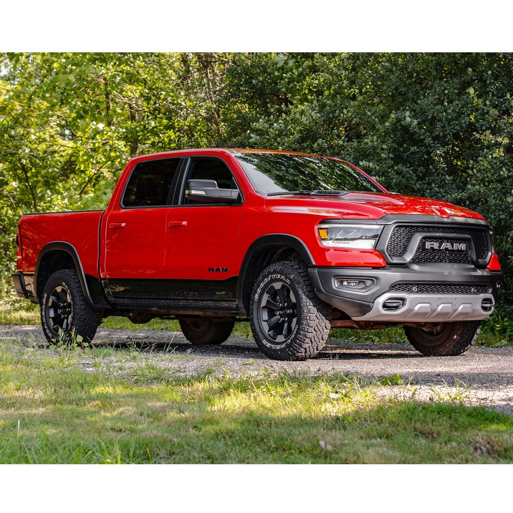 King Shocks KING 1.5 - 2 inch Leveling Kit for RAM 1500 (19-ON) on red 2019 RAM 1500 with off-road tires
