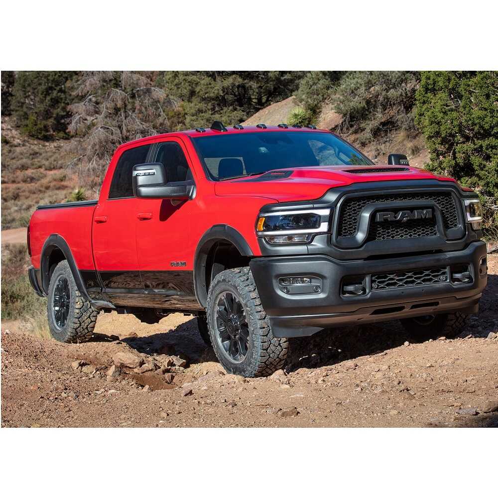 King Shocks KING 1.5 - 2 inch Leveling Kit for RAM 2500 (14-ON) on red 2021 RAM 2500 off-road truck with heavy-duty tires