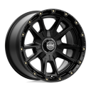 KMC Km100 Sync - 17X9 -12mm - Satin Black wheel with multi-spoke design and beadlock-style bolts for off-road vehicles