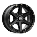KMC Km101 Tempo - 17X9 -12mm - Satin Black wheel with six-spoke design and riveted beadlock styling detail