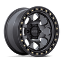 KMC Km550 Riot Sbl - 17x9 -12mm wheel in anthracite with satin black lip, off-road design with beadlock-style bolts
