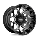 Moto Metal Mo808 Sniper - 20X9 00mm - Gloss Black Milled wheel with multi-spoke design for off-road trucks