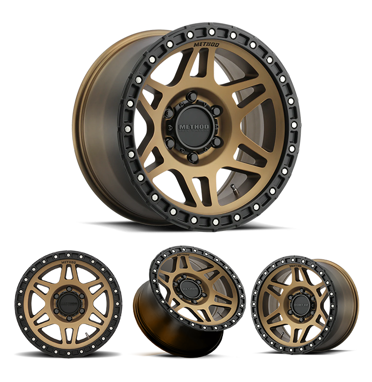 17x9" -12 OffSet Method Wheels for Tacoma 2nd & 3rd Gen - Fitment Guarantee heavy-duty bronze aluminum beadlock style