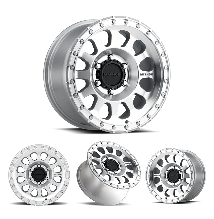 17x9" -12 OffSet Method Wheels for Tacoma 2nd & 3rd Gen - Fitment Guarantee heavy-duty polished aluminum off-road wheel by Method Wheels