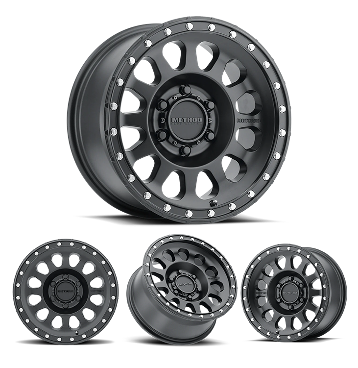 17x9" -12 OffSet Method Wheels for Tacoma 2nd & 3rd Gen - Fitment Guarantee heavy-duty matte black cast aluminum wheel