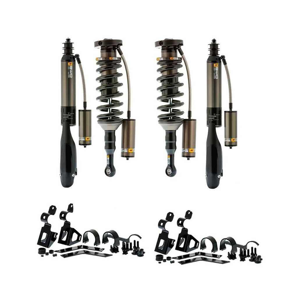 A suspension system with adjustable damping, including Old Man Emu BP-51 shock absorbers, designed specifically for the Toyota Tacoma.