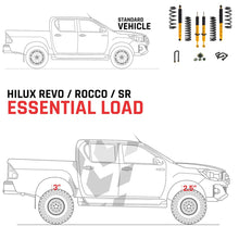 Load image into Gallery viewer, The OME 2.5 - 3 inch Essentials Lift Kit for Hilux Revo, Rocco, SR5 (15-22) - Front Shocks Assembly features an Old Man Emu suspension system, providing increased ground clearance and superior off-road performance. With Nitrocharger shocks, this kit.
