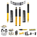 Old Man Emu OME Nitro+ 2 inch Lift Kit for Landcruiser 78 Series (10-22) with shocks, coil springs, leaf springs, and mounting hardware