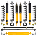 Old Man Emu Nitrocharger shocks, heavy-duty coil springs, and suspension hardware in OME Nitro+ 2-4 inch Lift Kit for LandCruiser 105 Series (98-07)