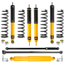 Old Man Emu Nitrocharger shocks, coil springs, and steering damper in OME Nitro+ 2-4 inch Lift Kit for LandCruiser 80 Series (90-97)