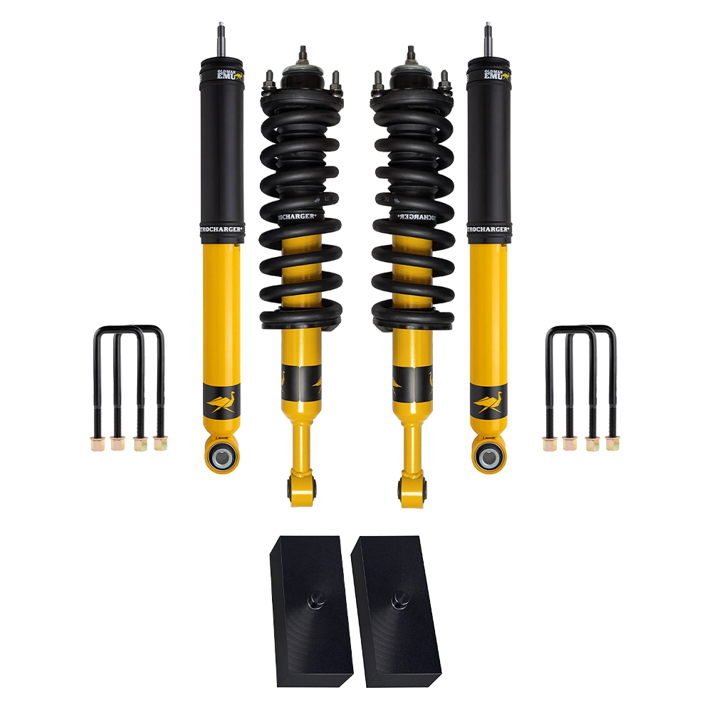 OME Nitro+ 2-3 inch Lift Kit for Tacoma (05-15) with Assembled Front Shocks by Old Man Emu featuring heavy-duty coil springs and hardware