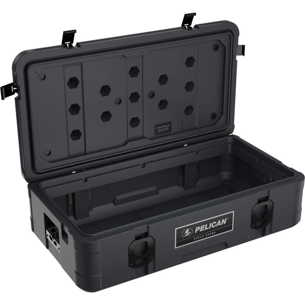 Pelican Cargo Case BX90-BLK - MED ROOF, 90L with roto-molded shell, weather-resistant seal, steel latches, and tie-down plates