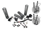 A JKS 2.5 Inch Jeep Wrangler JK (06-18) 4 Door J-Venture Lift Kit for a jeep with offroad articulation and springs.
