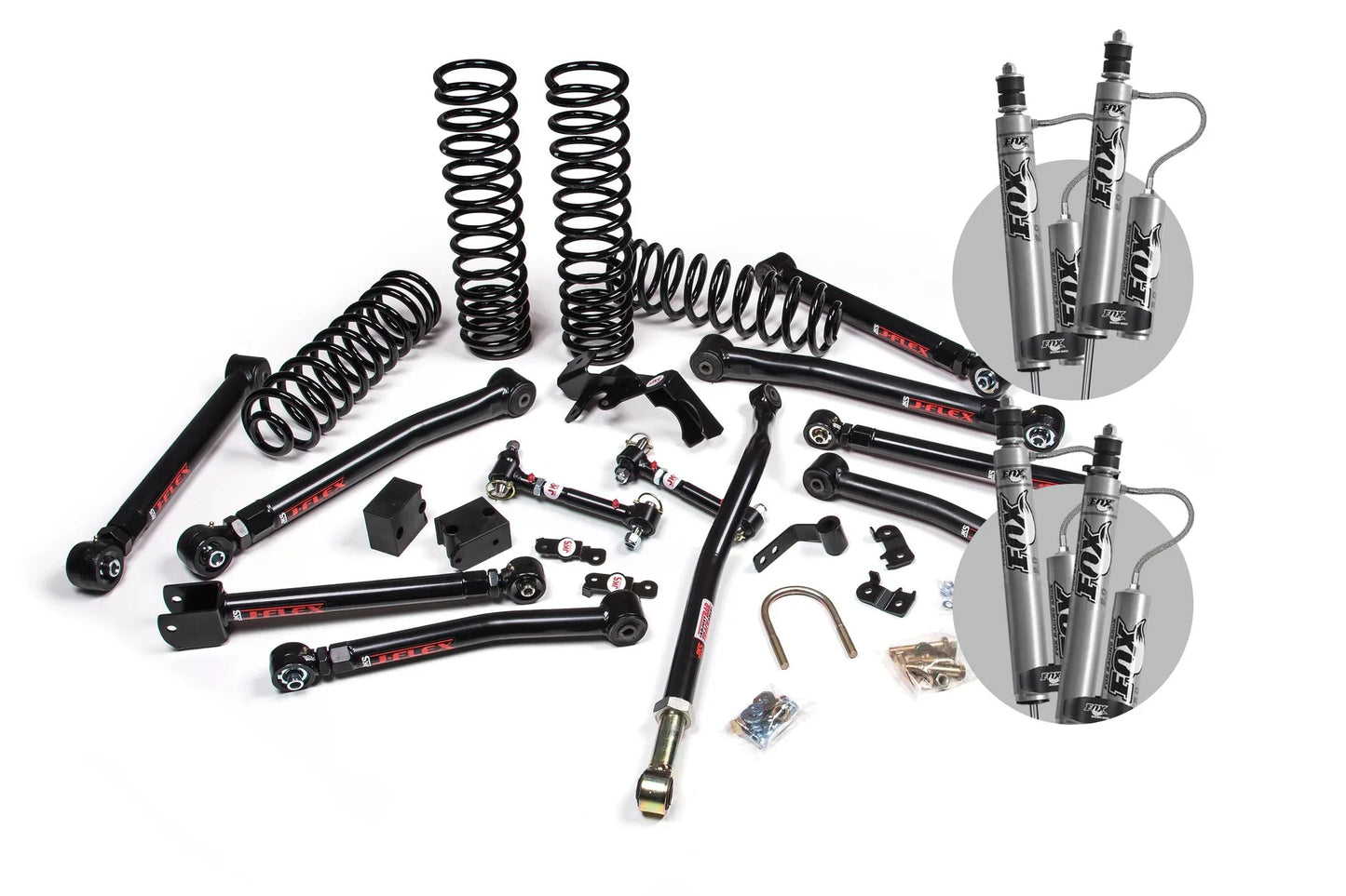 A set of JKS 3.5 Inch Jeep Wrangler JK (06-18) 4 Door J-Krawl Lift Kit for the jeep wrangler.