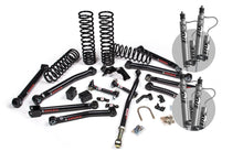 Load image into Gallery viewer, Description: A JKS suspension system for the Jeep Wrangler featuring springs and shocks designed for optimal offroad articulation. Also includes JKS tire recommendations.