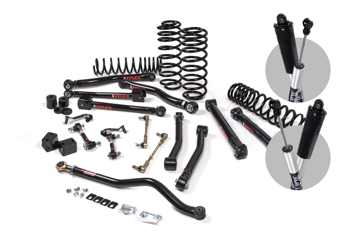 A JKS suspension kit for a Jeep Wrangler JL (18-ON) - DIESEL 4 Door J-Krawl Lift Kit with adjustable track bar and control arms.