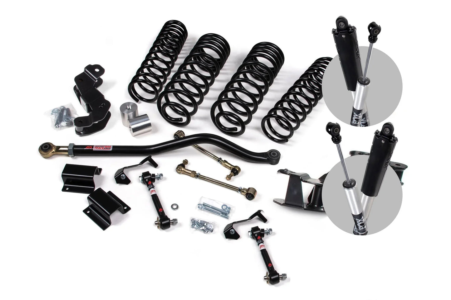 Transform your Jeep Wrangler with the JKS 3.5 Inch Jeep Gladiator JT (20-ON) J-Kontrol Lift Kit, equipped with high-performance coil springs for unrivaled offroad articulation.