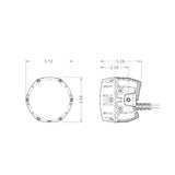 ARB Nacho Quatro SAE LED Auxiliary White Combo Light PM461 technical diagram with detailed dimensions and mounting interface schematic