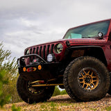 ARB Nacho Grande Supreme 100 PM616 heavy-duty LED off-road light mounted on 4th gen Jeep Wrangler front bumper