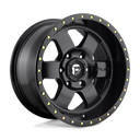 Fuel 1PC D618 Podium - 20X9 02mm - Matte Black off-road wheel with matte finish and beadlock-style gold bolts