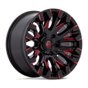Fuel 1PC D829 Quake - 18X9 1mm Gloss Black Milled Red Tint wheel with aggressive multi-spoke design for off-road trucks