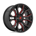 Fuel 1PC D712 Rage - 20X9 01mm - Gloss Black Red Tinted Clear wheel with aggressive multi-spoke design and deep lip rim.