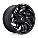 Fuel 1PC D753 Reaction - 17X9 -12mm - Gloss Black Milled wheel with aggressive multi-spoke design for off-road trucks.