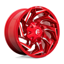 Fuel 1PC D754 Reaction - 18X9 01mm - Candy Red Milled wheel front view with aggressive multi-spoke design for trucks