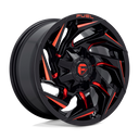 Fuel 1PC D755 Reaction - 20X9 01mm wheel in gloss black milled with red tint, aggressive multi-spoke off-road design