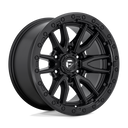 Fuel 1PC D679 Rebel - 17X9 01mm Matte Black wheel with aggressive multi-spoke design for off-road trucks and SUVs