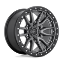 Fuel 1PC D680 Rebel - 17X9 -12mm - Matte Gun Metal Black Bead Ring wheel with aggressive multi-spoke design for off-road use