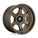 Fuel 1PC D666 Shok - 17X9 -12mm - Matte Bronze wheel, heavy-duty off-road design with six lug bolt pattern, side angled view