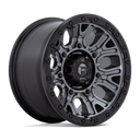 Fuel 1PC D825 Traction 17x9 1mm wheel in matte gunmetal with black ring, rugged off-road design for 6-lug vehicles