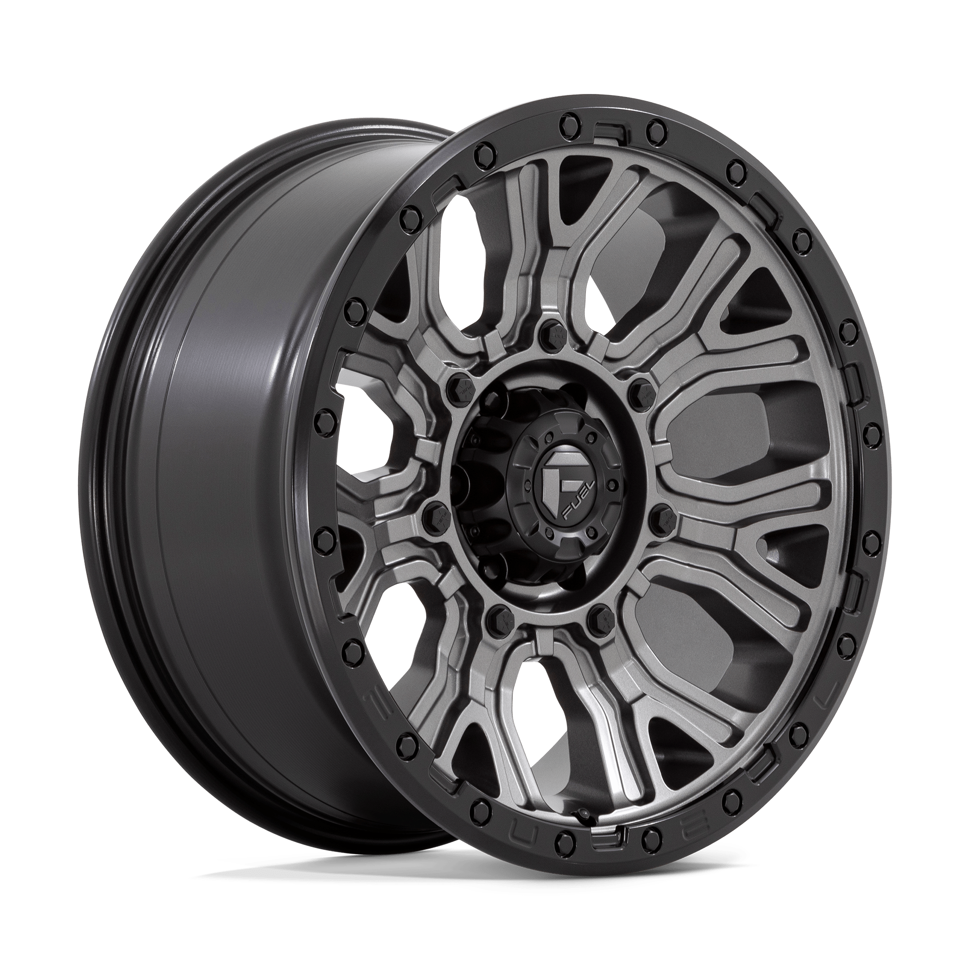 Fuel 1PC D825 Traction - 20X9 1mm - Matte Gunmetal With Black Ring