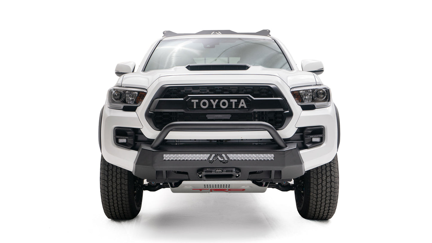Fab Fours Hidden Winch Mounts TT16-N3653-1 for Toyota Tacoma 2016-2023 with heavy-duty integrated winch mount and D-ring mounts