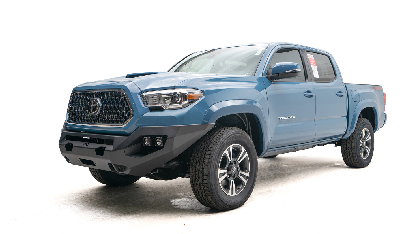 Fab Fours Matrix Series Front Bumper TT16-X3653-1 for Toyota Tacoma 2016-2023 with winch-ready design and 30-inch light bar mount