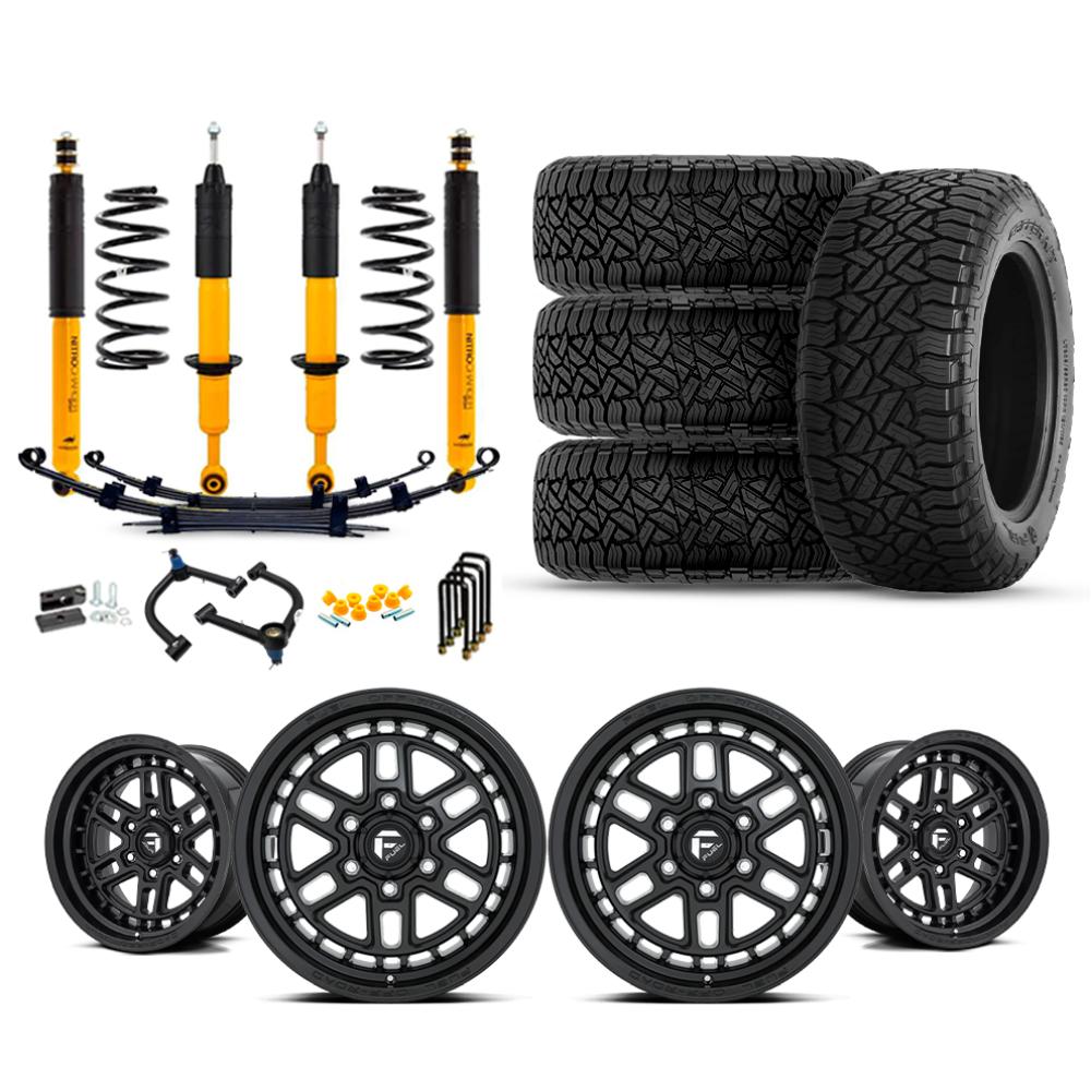 OME 2.5" Lift Kit + 17" Fuel Wheels & Tires Package for Tacoma (16-23) by old man emu, heavy-duty suspension and off-road wheels