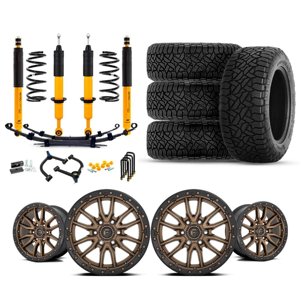 Old Man Emu OME 2.5" Lift Kit with heavy-duty suspension and 17" Fuel wheels and all-terrain tires for 2016-2023 Toyota Tacoma