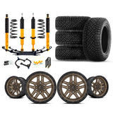 Old Man Emu OME 2.5" Lift Kit + 17" Fuel Wheels & Tires Package for Tacoma (16-23) with heavy-duty suspension and off-road wheels