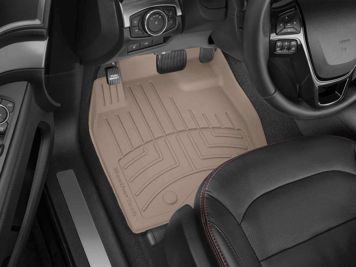 Weathertech Floorliner HP 1st Row (Driver & Passenger) Floor Mats for Jeep Wrangler 4xe & Gladiator 2020+ in tan TPE molded design