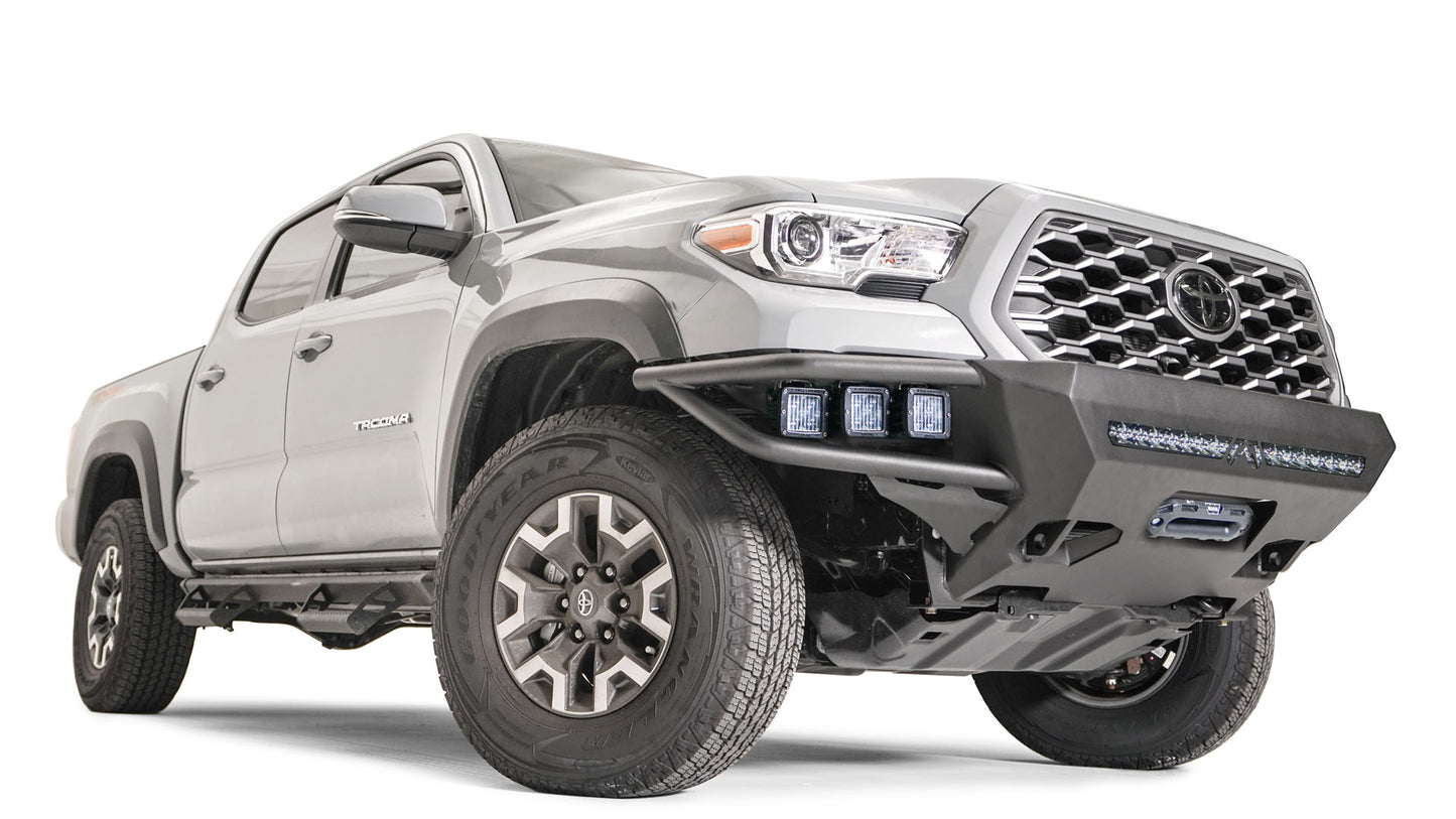 Fab Fours Ultra Light Hybrid TB16-01-1 for Toyota Tacoma 2016-2023, winch-ready front bumper with integrated light bar slot