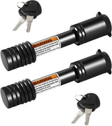 Mudify RECEIVER TRAILER HITCH LOCK PIN W/LOCKING KEY 2 PZ, black heavy-duty steel security pins with keys for hitch receivers.