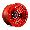 Fuel 1PC D100 Zephyr Beadlock - 17X9 -15mm - Candy Red off-road wheel with multi-spoke design and bolted rim detailing