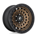 Fuel 1PC D634 Zephyr - 17X9 01mm wheel in matte bronze with black bead ring, rugged off-road design for 6-lug vehicles.
